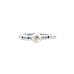 Pearlescent White Crystal Pearl Ring Embellished with Austrian Crystals