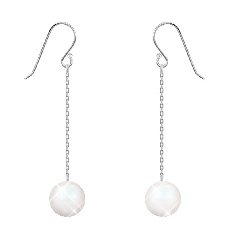 Pearlescent Pearl Dangling Earring Embellished with Austrian Crystals