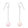 Rose Pink Pearl Dangling Earring Embellished with Austrian Crystals