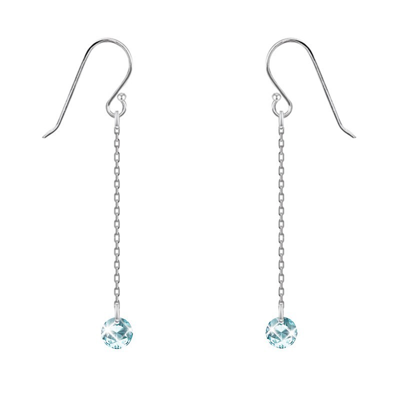 Classic Aquamarine Dangling Earring Embellished with Austrian Crystals