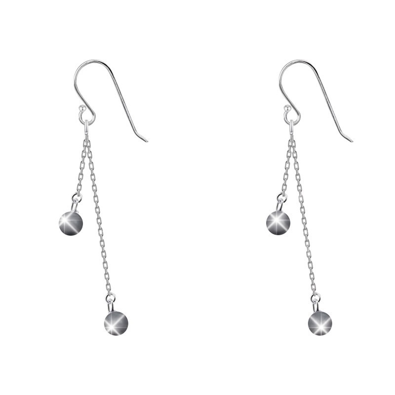 Crystal Pearl Duoble Chain Earring Embellished with Austrian Crystals