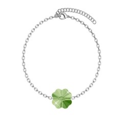 Lucky Four Leaf Clover Crystal Anklet Embellished with Austrian Crystals