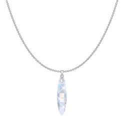 Ellipse Crystal Aurora Borealis Pendant Premium Steel Necklace Embellished with Premium Grade Austrian Crystal