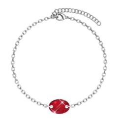 Lovely Oval Ruby Crystal Bracelet Embellished with Austrian Crystals