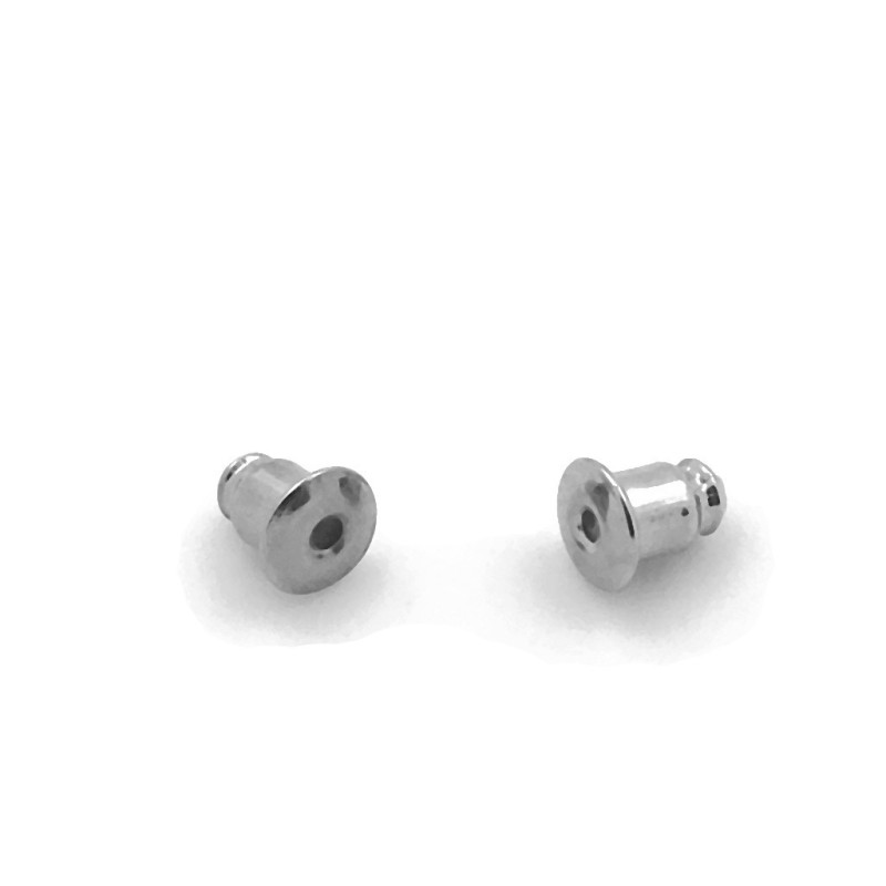 Rhodium Plated Earring Backs with Rubber Grip (Made In Japan)