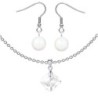 April BirthStone Princess Cut Premium Grade Austrian Crystal Pendant Necklace And Pearl Earrings Jewellery Set