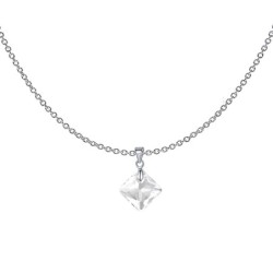 April BirthStone Princess Cut Premium Grade Austrian Crystal Pendant Necklace And Pearl Earrings Jewellery Set