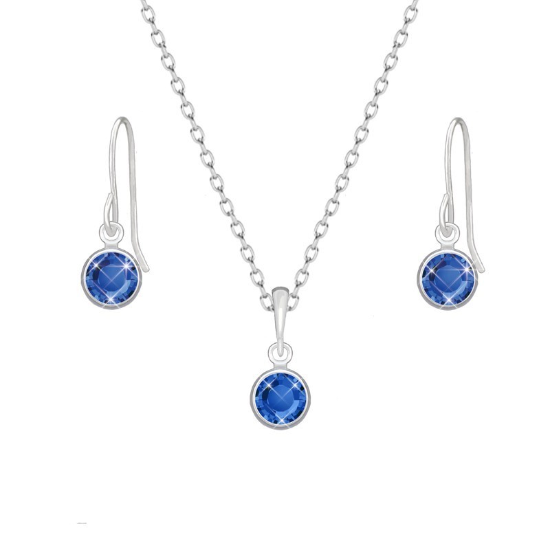 White Gold Plated Sapphire Set Embellished with Austrian Crystals