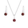 White Gold Plated Ruby Set Embellished with Austrian Crystals