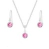 White Gold Plated Rose Pink Set Embellished with Austrian Crystals