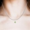 White Gold Plated Peridot Set Embellished with Austrian Crystals