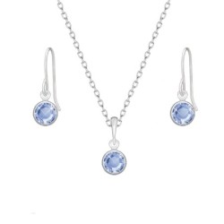 White Gold Plated Light Sapphire Set Embellished with Austrian Crystals