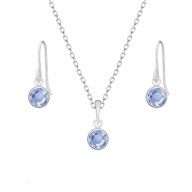 White Gold Plated Light Sapphire Set Embellished with Austrian Crystals