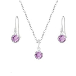 White Gold Plated Light Amethyst Set Embellished with Austrian Crystals