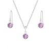 White Gold Plated Light Amethyst Set Embellished with Austrian Crystals