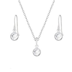 White Gold Plated Crystal Clear Set Embellished with Austrian Crystals