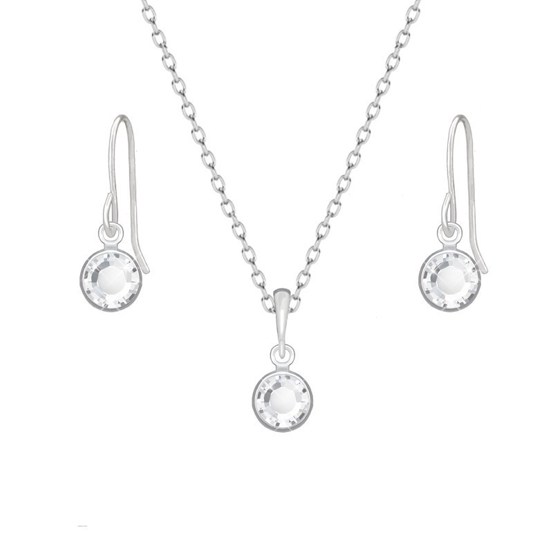 White Gold Plated Crystal Clear Set Embellished with Austrian Crystals