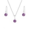 White Gold Plated Amethyst Set Embellished with Austrian Crystals