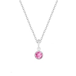 White Gold Plated Rose Pink Pendant Embellished with Austrian Crystal