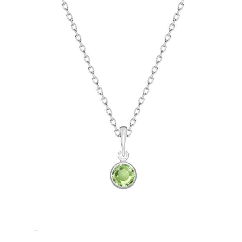 White Gold Plated Peridot Pendant Embellished with Austrian Crystals