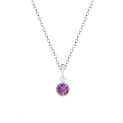 White Gold Plated Amethyst Pendant Embellished with Austrian Crystal