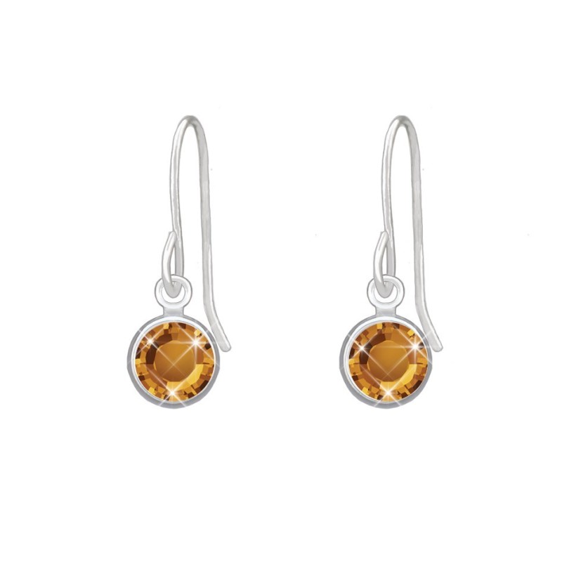 18K White Gold Plated Topaz Earring Embellished with Austrian Crystals