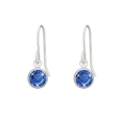 18K White Gold Plated Sapphire Earring Embellished with Austrian Crystals