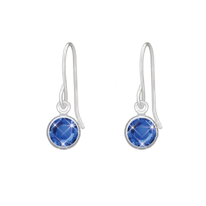 18K White Gold Plated Sapphire Earring Embellished with Austrian Crystals