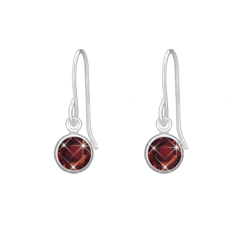 18K White Gold Plated Ruby Earring Embellished with Austrian Crystals