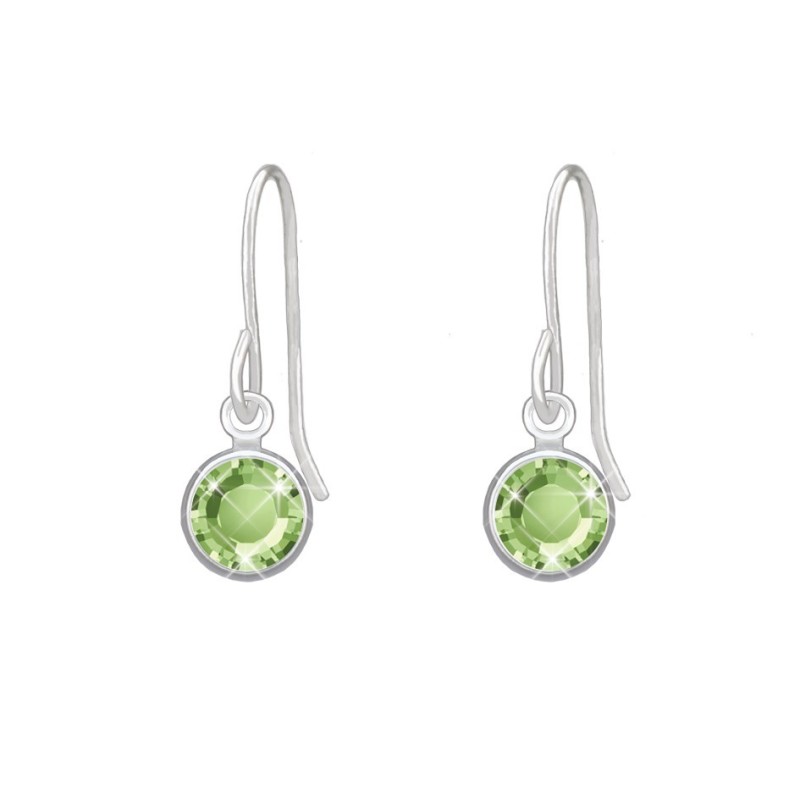 18K White Gold Plated Peridot Earring Embellished with Austrian Crystals