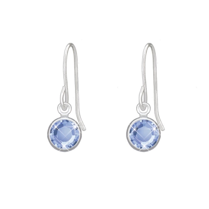 18K White Gold Plated Light Sapphire Hook Earring Embellished with Austrian Crystals