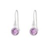 18K White Gold Plated Light Amethyst Hook Earring Embellished with Austrian Crystals