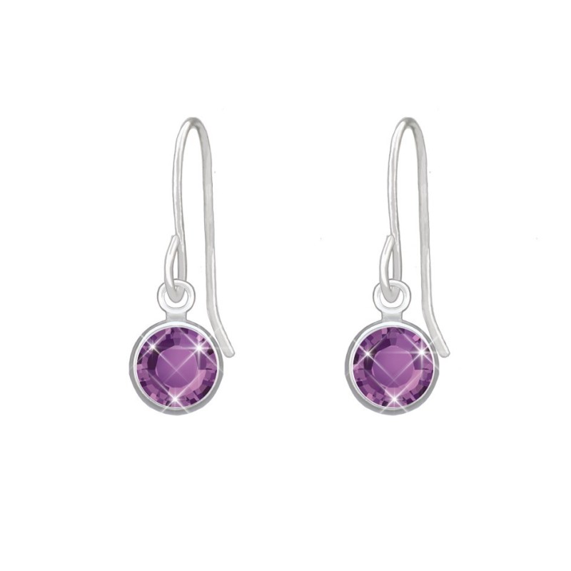 18K White Gold Plated Amethyst Earring Embellished with Austrian Crystals