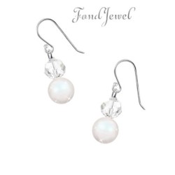 Crystal + Pearlescent Pearl Earrings Embellished with Austrian Crystals