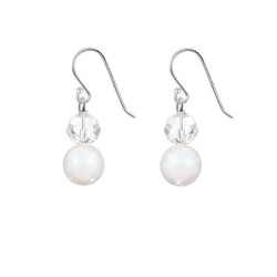 Crystal + Pearlescent Pearl Earrings Embellished with Austrian Crystals