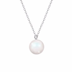 Pearlescent Crystal Pearl 10mm Necklace Embellished with Austrian Crystal