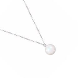 Pearlescent Crystal Pearl 10mm Necklace Embellished with Austrian Crystal