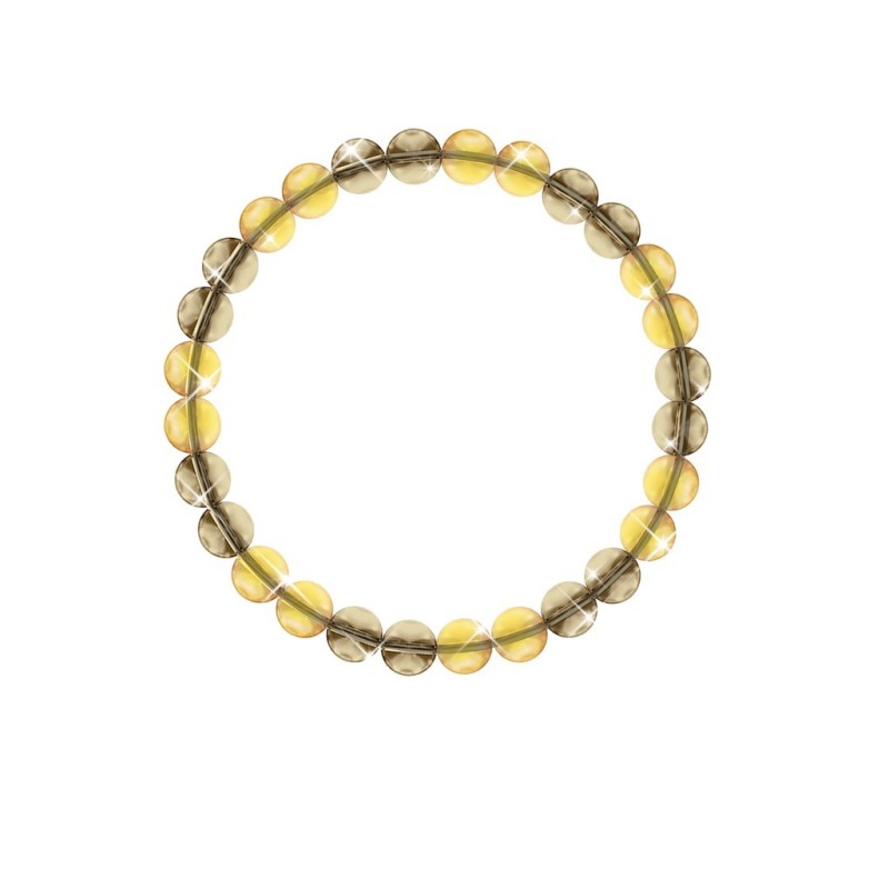 6mm Metallic Sunshine + Golden Shadow Duo Style Crystal Globe Elastic Bracelet Embellished with Austrian Crystals