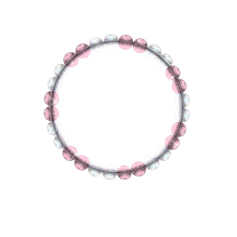 6mm Antique Pink + Crystal AB Duo Equal Style Crystal Globe Elastic Bracelet Embellished with Austrian Crystals