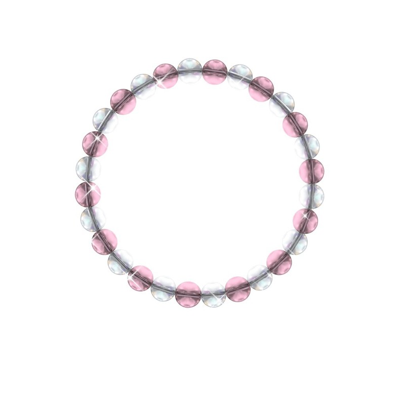 6mm Antique Pink + Crystal AB Crystal Globe Elastic Bracelet Embellished with Austrian Crystals