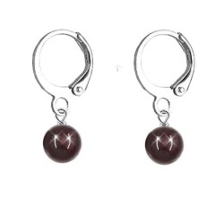 Premium Steel Hoop Natural Garnet Dainty Crystal Earrings