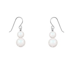 Snowman Crystal Pearl Hook Earrings Embellished with Austrian Crystals