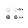 Cabochon Pearl Steel 6mm Earrings Embellished with Austrian Crystals