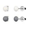 Cabochon Pearl Steel 6mm Earrings Embellished with Austrian Crystals