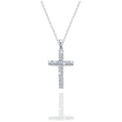 Handmade Elegant Cross Necklace Embellished with Austrian Crystals