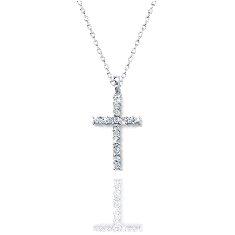 Handmade Elegant Cross Necklace Embellished with Austrian Crystals