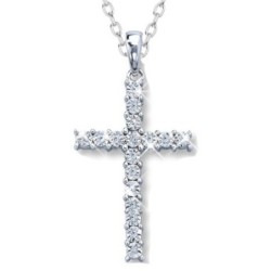 Handmade Elegant Cross Necklace Embellished with Austrian Crystals