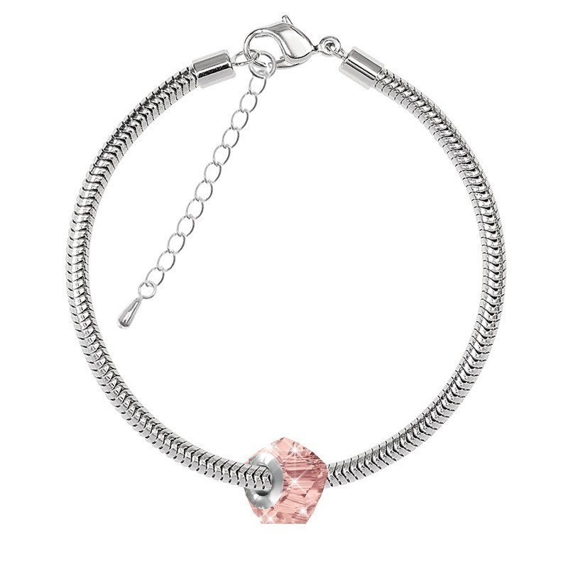 Helix BeCharmed Blush Rose Bead Bracelet Embellished with Premium Grade Austrian Crystal