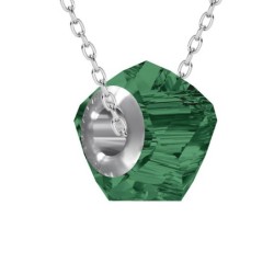 Helix BeCharmed Emerald Bead Necklace Embellished with Premium Grade Austrian Crystal