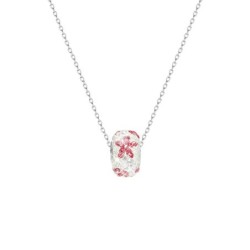 BeCharmed Pave Flower Garland Stainless Steel Necklace Embellished with Premium Grade Austrian Crystals